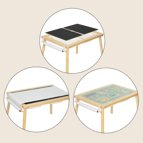 WOOPIE GREEN Drewniany Stolik Aktywności 4w1 Tablica Kredowa Pojemniki Mapa Miasta Papier Rysunkowy