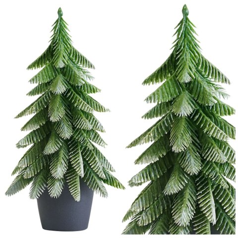 LEAN Choinka Ozdobna Dekoracyjna Sztuczna W Doniczce Srebrne Wykończenie 22 x 10 cm