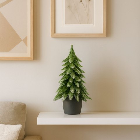 LEAN Choinka Ozdobna Dekoracyjna Sztuczna W Doniczce Srebrne Wykończenie 32 x 12 cm