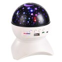 LEAN Lampka Nocna Projektor Gwiazd Głośnik 3w1 LED Bluetooth Biała
