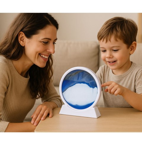 LEAN Obraz 3D Ruchomy Piasek Niebieski Dekoracja 360° Biały