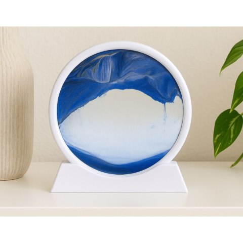 LEAN Obraz 3D Ruchomy Piasek Niebieski Dekoracja 360° Biały