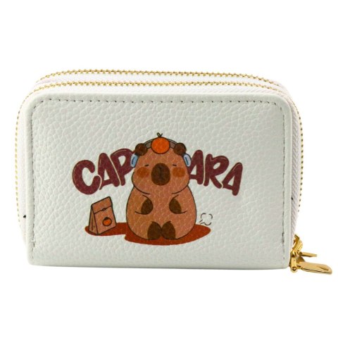 LEAN Portfel Dwukomorowy Przegrody na Karty Kapibara Biały 12,5 x 8,5cm