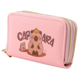 LEAN Portfel Dwukomorowy Przegrody na Karty Kapibara Różowy 12,5 x 8,5cm