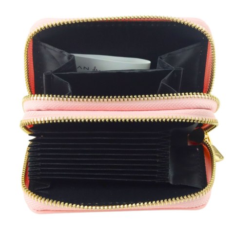 LEAN Portfel Dwukomorowy Przegrody na Karty Kapibara Różowy 12,5 x 8,5cm