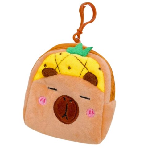 LEAN Portfelik Pluszowy Z Brelokiem Kapibara Ananas Żółty 9,5 x 8 cm