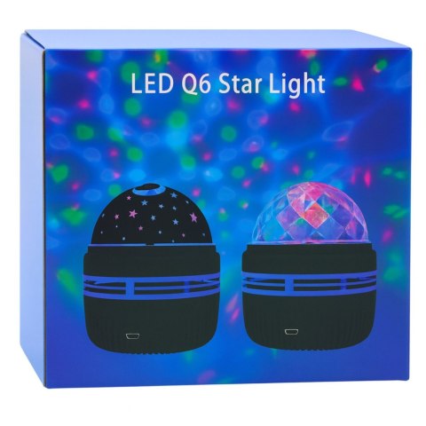 LEAN Projektor Kula Lampka Nocna Kolorowe Światła LED Pilot 360°