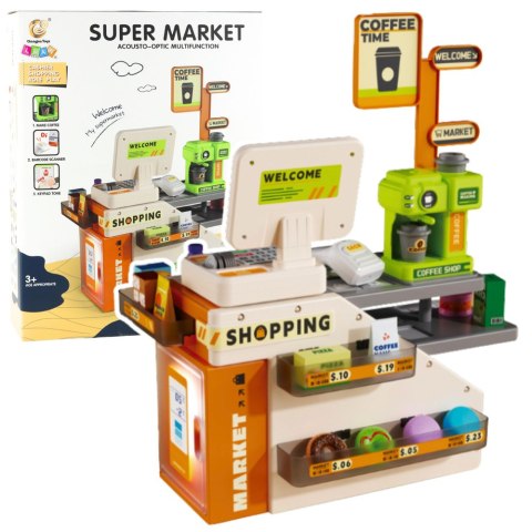 LEAN Toys Kasa Fiskalna Sklepowa Kawiarnia Akcesoria Światła Dźwięki 70 el.