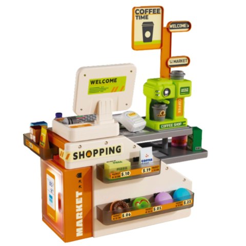 LEAN Toys Kasa Fiskalna Sklepowa Kawiarnia Akcesoria Światła Dźwięki 70 el.