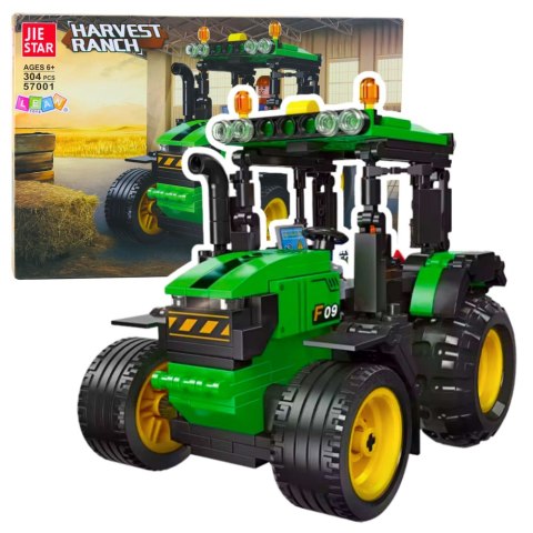 LEAN Toys Klocki Konstrukcyjne Traktor Farmerski Rolniczy Zielony 304 el.