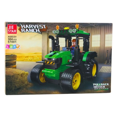 LEAN Toys Klocki Konstrukcyjne Traktor Farmerski Rolniczy Zielony 304 el.