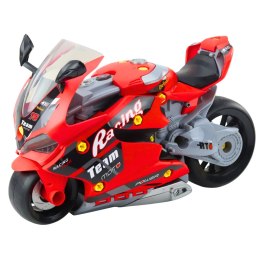 LEAN Toys Motocykl Do Rozkręcania 2w1 DIY Warsztat Światła Dźwięki Dym Czerwony 43cm