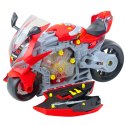 LEAN Toys Motocykl Do Rozkręcania 2w1 DIY Warsztat Światła Dźwięki Dym Czerwony 43cm