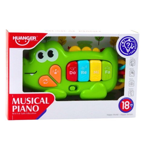 LEAN Toys Muzyczne Pianinko Interaktywne Dla Malucha Krokodyl Koraliki Zielony