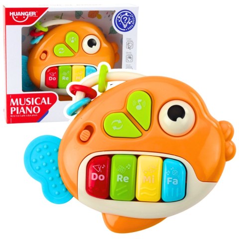 LEAN Toys Muzyczne Pianinko Interaktywne Dla Malucha Rybka Koraliki Gryzak Pomarańczowa