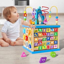 LEAN Toys Układanka Edukacyjna Kostka Drewniana Sorter Alfabet Wzory
