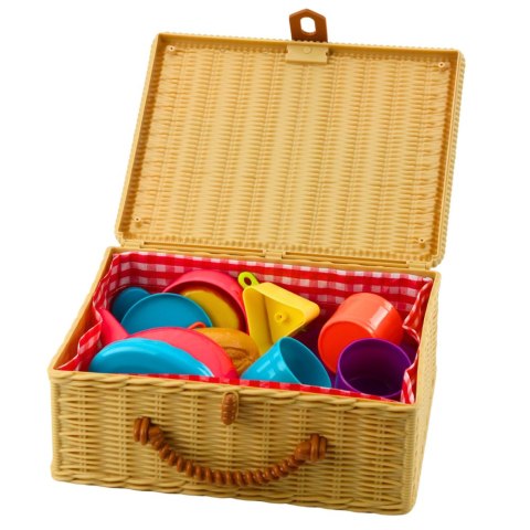 LEAN Toys Zestaw Do Herbaty w Koszyku Filiżanki Talerzyki Słodkości 23 el.
