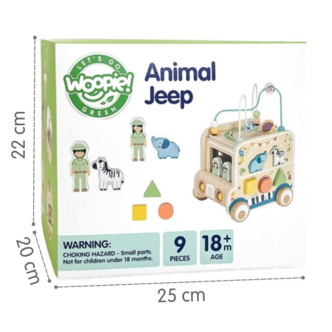 WOOPIE GREEN Drewniana Kostka Aktywności Samochód Terenowy Safari FSC