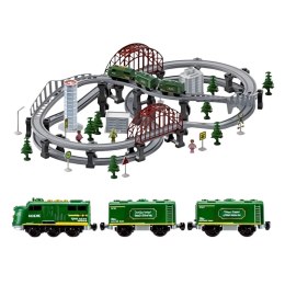 WOOPIE Nowoczesna Kolejka Elektryczna Tor XXL Lokomotywa Cargo Zestaw 115 szt.