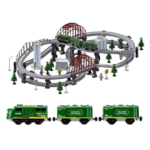 WOOPIE Nowoczesna Kolejka Elektryczna Tor XXL Lokomotywa Cargo Zestaw 115 szt.