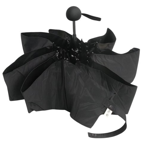 LEAN Parasolka Kieszonkowa Składana z Ochroną UV UPF 50+ Etui Czarna 90 cm