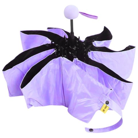 LEAN Parasolka Kieszonkowa Składana z Ochroną UV UPF 50+ Etui Fioletowa 90 cm