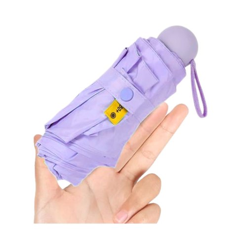 LEAN Parasolka Kieszonkowa Składana z Ochroną UV UPF 50+ Etui Fioletowa 90 cm