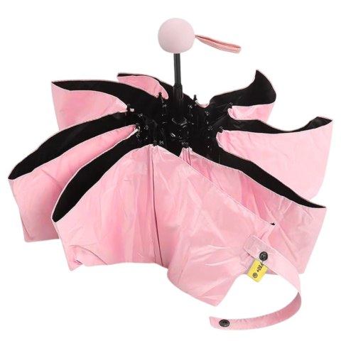 LEAN Parasolka Kieszonkowa Składana z Ochroną UV UPF 50+ Etui Różowa 90 cm