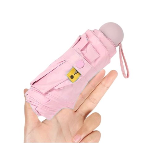 LEAN Parasolka Kieszonkowa Składana z Ochroną UV UPF 50+ Etui Różowa 90 cm