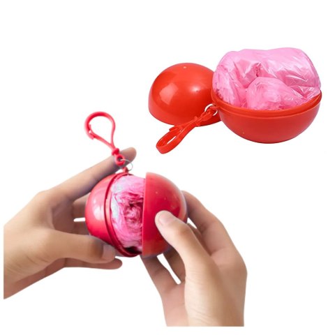 LEAN Peleryna Przeciwdeszczowa Płaszcz W Kulce Breloku Czerwony