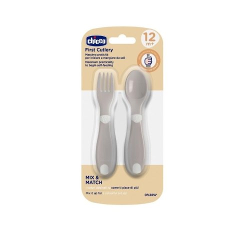 Pierwsze sztućce plastikowe szare 12m+