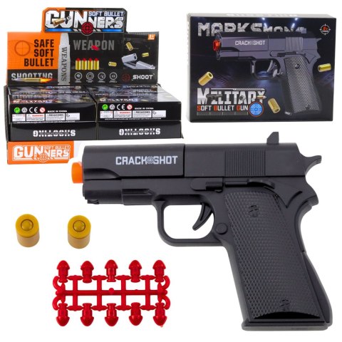 LEAN TOYS Mini Pistolet Broń Na Naboje I Łuski Czarny 13,5 cm