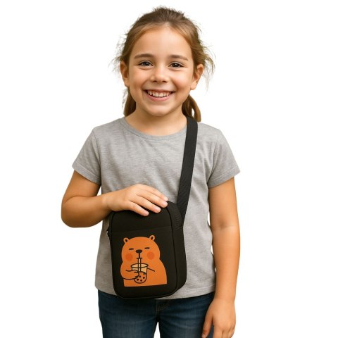 LEAN Torba Saszetka Na Ramię Kapibara Pas Regulowany Czarna 20 x 14,5 cm