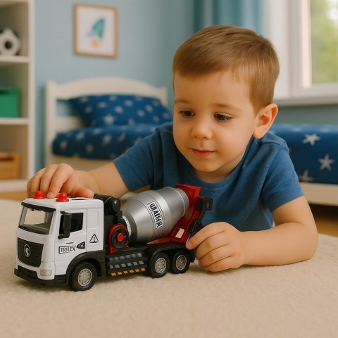 LEAN Toys Betoniarka Pojazd Budowlany Metalowa Kabina Obrotowy Bęben Światła Dźwięki