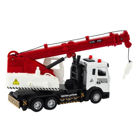 LEAN Toys Ciężarówka Z Dźwigiem Metalowa Kabina Regulowany Wysięgnik Światła Dźwięki