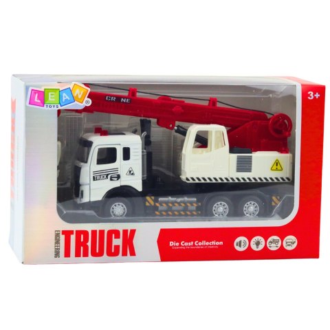 LEAN Toys Ciężarówka Z Dźwigiem Metalowa Kabina Regulowany Wysięgnik Światła Dźwięki