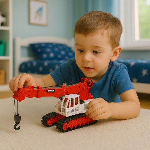 LEAN Toys Dźwig Gąsienicowy Obrotowa Kabina Regulacja Światła Dźwięki Metalowy