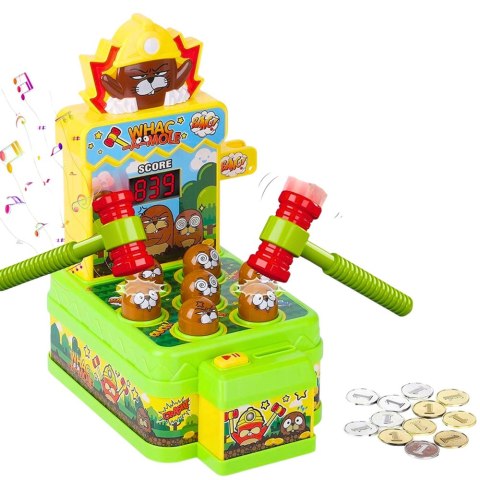 LEAN Toys Gra Zręcznościowa Interaktywna Whack-A-Mole Uderz Młotkiem Kreciki