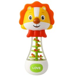 LEAN Toys Grzechotka Zabawka Dla Niemowlaka Lew Z Kolorowymi Kuleczkami
