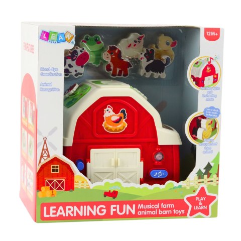 LEAN Toys Interaktywny Domek Farma Muzyczna Stodoła Ze Zwierzętami Światła Dźwięki