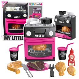 LEAN Toys Kuchenka Zabawkowa Z Piekarnikiem Jedzenie Światła Dźwięki Różowa