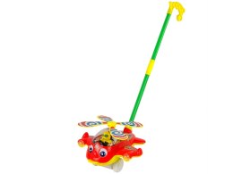 LEAN Toys Samolot Pchacz Dzwonek Kij Pilot Czerwony