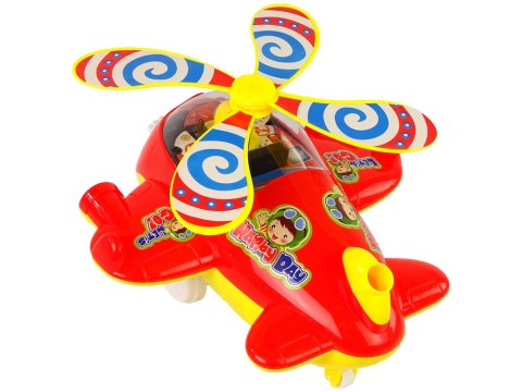 LEAN Toys Samolot Pchacz Dzwonek Kij Pilot Czerwony