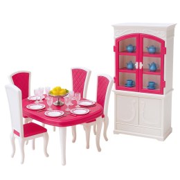 LEAN Toys Zestaw Jadalnia Dla Lalek Stół Krzesła Kredens Zastawa