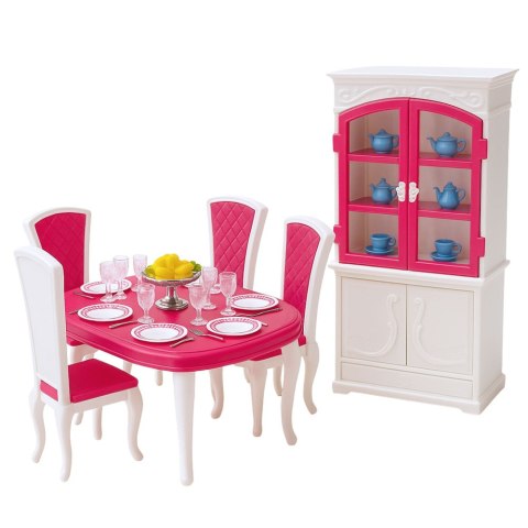 LEAN Toys Zestaw Jadalnia Dla Lalek Stół Krzesła Kredens Zastawa