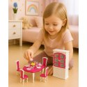 LEAN Toys Zestaw Jadalnia Dla Lalek Stół Krzesła Kredens Zastawa