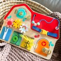 TOOKY TOY Drewniana Tablica Montessori Manipulacyjna Zamki Zębatki Pętle