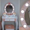 TOOKY TOY Drewniana Toaletka z Krzesełkiem Akcesoria Lustro z Oświetleniem LED + Kosmetyki