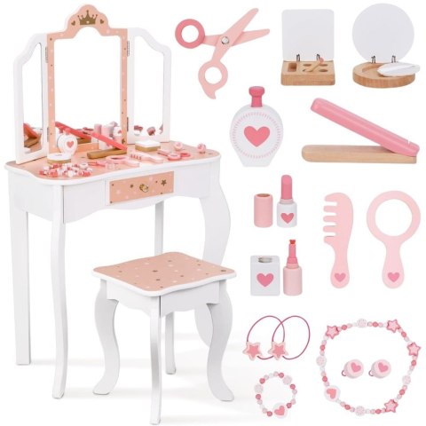 WOOPIE GREEN Drewniana Toaletka z Lustrem i Akcesoriami