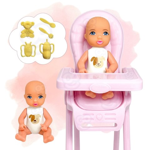 WOOPIE ROYAL Lalka Lily Bobas Krzesełko do Karmienia Zestaw Akcesoria